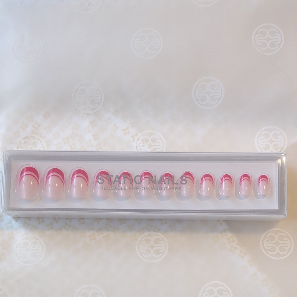 3/$36 New Static Nails Double French pink press-on Nails
